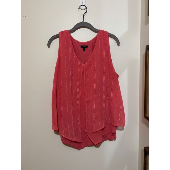 Apt 9 Coral Layered Tank Top Embroidered Boho Blouse Lightweight XL Summer - Picture 3 of 7